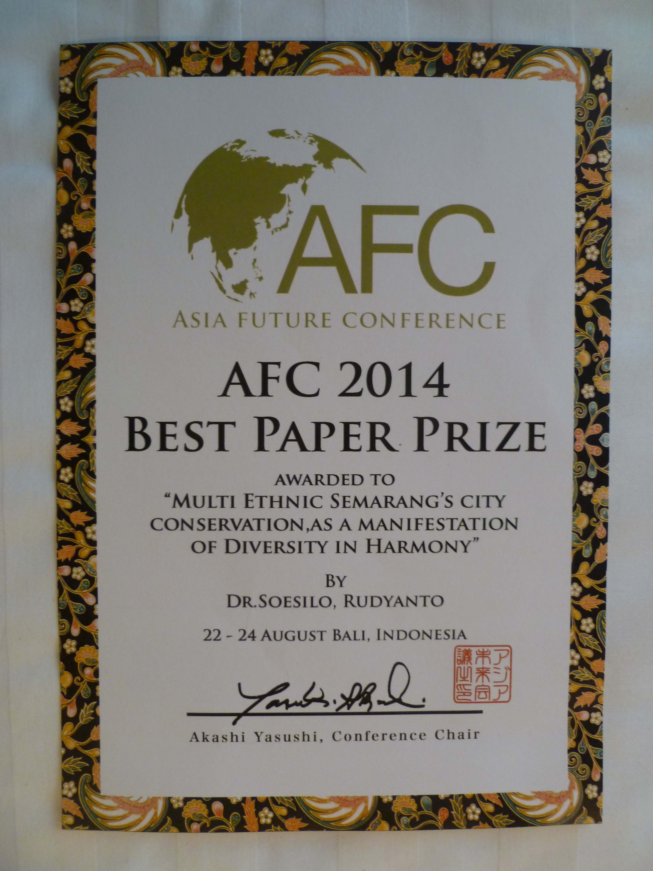 Certificate of the Best paper Award